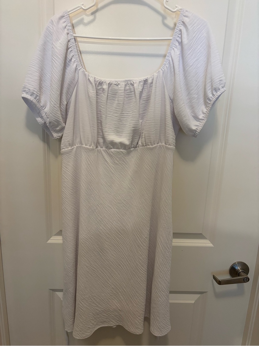 No Boundaries White Square-Neck Puff Sleeve Midi Dress